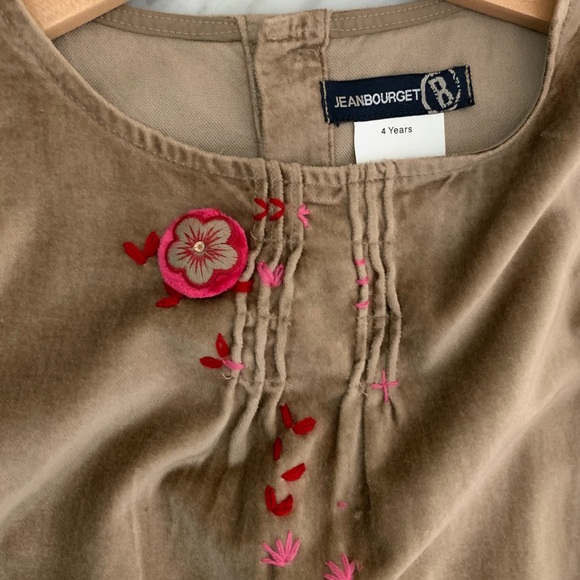 Jean Bourget Size 4 Girls Velvet Dress Light Brown/Tan & Red - Picture 4 of 6